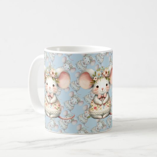 Schattigee Bloemmuis Jurk Bloemkroon Koffiemok (Voorkant links)