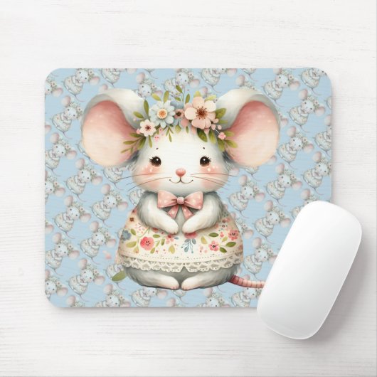 Schattigee Bloemmuis Jurk Bloemkroon Muismat (Met muis)