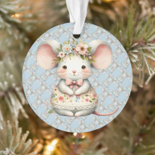 Schattigee Bloemmuis Jurk Bloemkroon Ornament