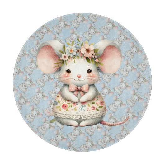 Schattigee Bloemmuis Jurk Bloemkroon Snijplank (Voorkant)