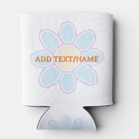 Schattigee bloemtekening aangepaste tekst blikjeskoeler (Achterkant)