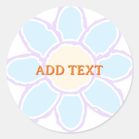 Schattigee bloemtekening aangepaste tekst ronde sticker (Voorkant)
