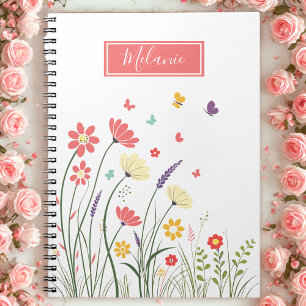 Schattigee bloemveer gepersonaliseerd notitieboek