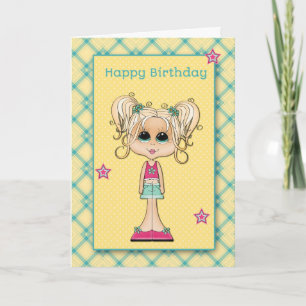 Schattigee blonde tiener, Happy Birthday Kaart