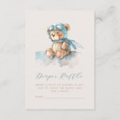 Schattigee Blue Aviator Teddy Bear Luier Raffle Informatiekaartje (Voorkant)