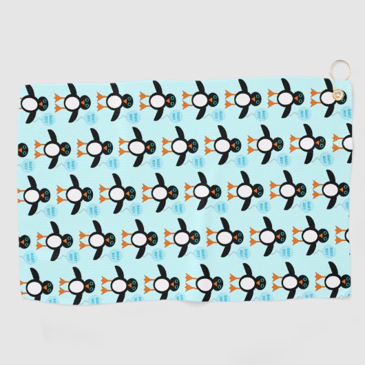 Schattigee Blue Baby Boy Penguin Golf Handdoek (Horizontaal)