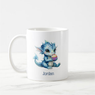 Schattigee Blue Baby Dragon Eet een Cupcake Koffiemok
