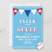 Schattigee Blue Baseball verjaardagsuitnodiging Kaart (Voorkant)