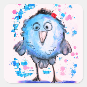 Schattigee Blue Bird Funny Sticker