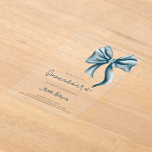 Schattigee Blue Bow Girly Quinceanera Verjaardag Acryl Uitnodigingen (Laagn)