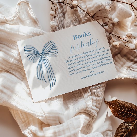 Schattigee Blue Bow Ribbon Baby Boy Boeken voor Ba Informatiekaartje