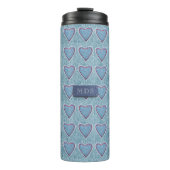 Schattigee Blue Denim Heart Patchwork Thermal Tumb Thermosbeker (Voorkant)