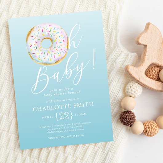 Schattigee Blue Donut Baby shower Invitation Kaart