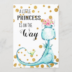 *~* Schattigee Blue Dragon Baby Girl Shower Uitnod Kaart