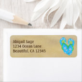 Schattigee Blue Flower Teenslippers op Sand Beach  Etiket (Insitu)