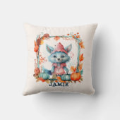 Schattigee Blue Fox Oranje pompoen Kinder Hallowee Kussen (Achterkant)