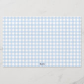 Schattigee Blue Gingham Bow Baby voorspellingen Briefpapier (Achterkant)