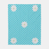 Schattigee Blue Gingham Check Daisy Fleece Deken (Voorkant)