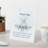 Schattigee Blue Polar Beer Cub Winter Baby shower Reclamebord Met Voetstuk (Insitu)