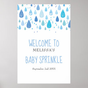 Schattigee Blue Raindrops Baby Sprinkle / Shower W Poster