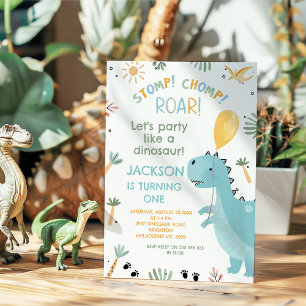 Schattigee Blue Stomp Chomp Party Dinosaurus 1e ve Kaart