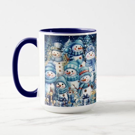 Schattigee Blue Waterverf Snowman familie Mok (Links)