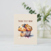 Schattigee Blueberry Muffin Tekst toevoegen Briefkaart (Staand voorkant)