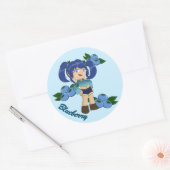 Schattigee Blueberry Theme Chibi met Bosbessen Ronde Sticker (Envelop)