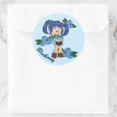 Schattigee Blueberry Theme Chibi met Bosbessen Ronde Sticker (Tas)