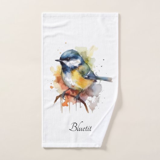 Schattigee Bluetit op een Branch, op maat Bad Handdoek (Handdoek)