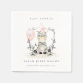 Schattigee Blush Baby Zebra gebladerte ballon Baby Servet (Voorkant)
