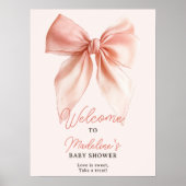 Schattigee Blush Coquette Bow Baby shower Welkom Poster (Voorkant)