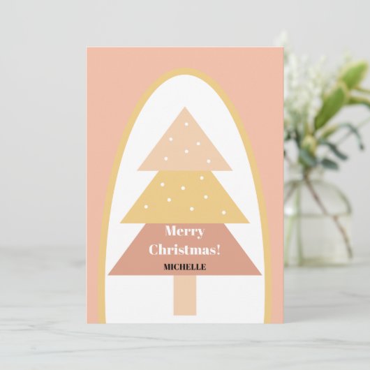 Schattigee Blush Holiday Tree Feestdagenkaart (Staand voorkant)