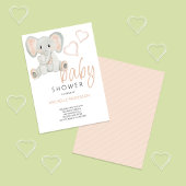 Schattigee Blush Olifant Waterverf Illustratie Kaart