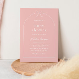 Schattigee Blush Pink Ribbon Bow Arch Baby shower Kaart