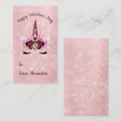 Schattigee Blush Roze Eenhoorn Valentijnsdag Party Notitiekaartje (Voorkant / Achterkant)
