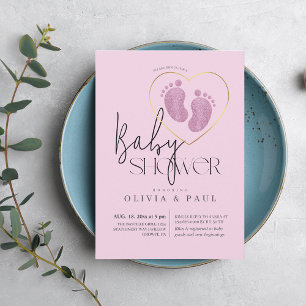 Schattigee Blush Roze Voeten Glitter Baby Meisje D Kaart