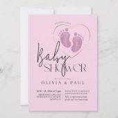 Schattigee Blush Roze Voeten Glitter Baby Meisje D Kaart (Voorkant)