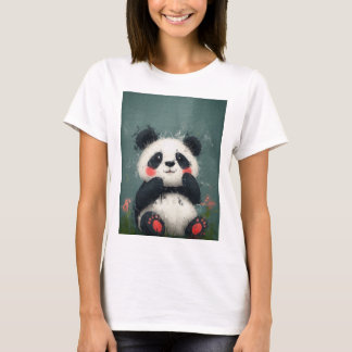 Schattigee Blushing Panda - Digitaal Schilderen T-shirt