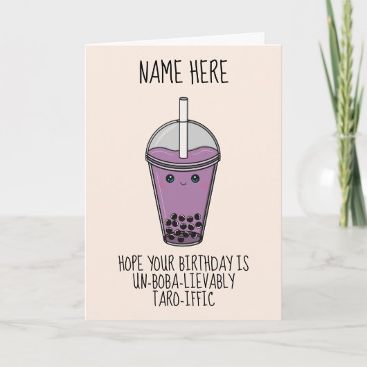 Schattigee Boba Bubble Tea Verjaardag Kaart (Voorkant)