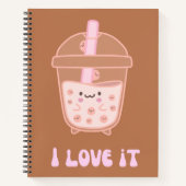 Schattigee Boba drink 💗🤎🥛🍪 Notitieboek (Voorkant)