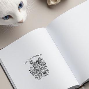 Schattigee Boekenplank Cat Rubberstempel