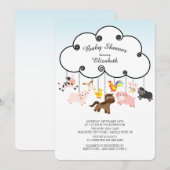 Schattigee Boerderijdieren Baby Douche Uitnodiging (Voorkant / Achterkant)