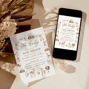 Schattigee boerderijdieren Genderneutraal Baby sho Kaart