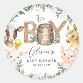 Schattigee Boerderijdieren Groen Jongensschuur Bab Ronde Sticker