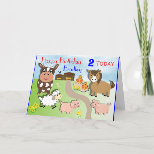 Schattigee Boerderijdieren Kids Verjaardag Kaart