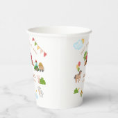 Schattigee boerderijdieren rode schuur tractor ver papieren bekers (Rechts)