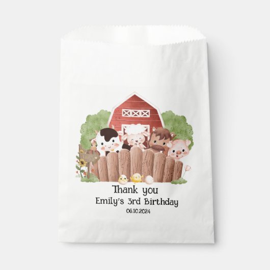 Schattigee boerderijdieren Verjaardag Bedankzakje (Voorkant)
