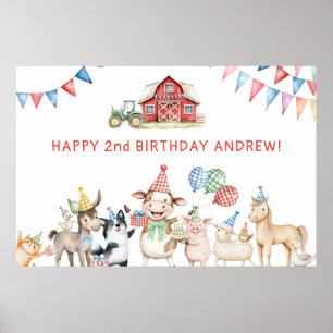 Schattigee Boerderijdieren Verjaardagsfeest Barnya Poster