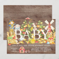 Schattigee Boeren Markt Baby shower Uitnodiging